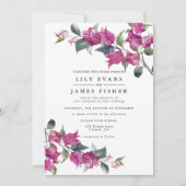 Invitation Bougainvillea Bourgogne Mariage rose (Devant)