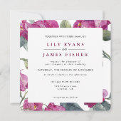 Invitation Bougainvillea Bourgogne vert rose Mariage I (Devant)