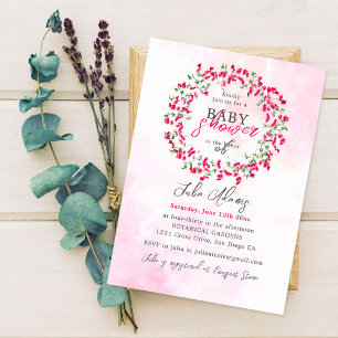 Invitation Bougainvillea Fête de Bébé Tropicale Forêt Vierge