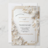 Invitation Bougainvillea Green Gold Mariage Art Nouveau Mucha (Devant)