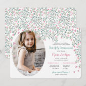 Invitation Bougainvillea Photo Première communion sainte (Devant / Derrière)