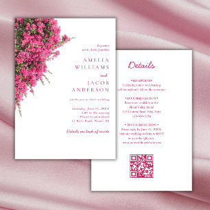 Invitation Bougainvillea Rose Aquarelle Tout En Un Mariage