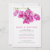 Invitation Bougainvillea rose violet mariage d'aquarelle (Devant)