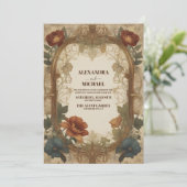 Invitation Bougainvillea Vert Mariage Art Nouveau Mucha (Debout devant)