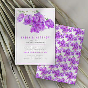 Invitation Bougainvillea violet mariage d'aquarelle