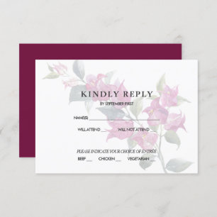 Invitation Bougainvilliers méditerranéens Bourgogne rose RSVP
