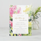 Invitation Bougainvilliers tropicaux rose vert Wedding shower (Debout devant)