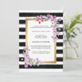 Invitation Bouganvillée rose d'aquarelle avec les rayures (Debout devant)