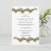 Invitation Boughs rustiques de Holly Mariage de Noël hiver en (Debout devant)