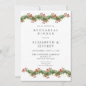 Invitation Boughs rustiques du dîner de répétition de Noël Ho (Devant)