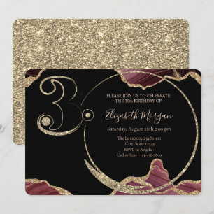 Invitation  Bougie 30ème Anniversaire Marbre Bourgogne Paille