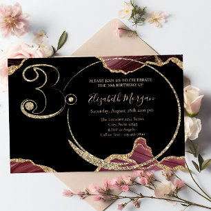 Invitation Bougie 30ème Anniversaire Marbre Bourgogne Paille