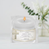 Invitation Bougie Baptême Argent (Debout devant)