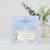 Invitation Bougie Baptême Bleue (Debout devant)