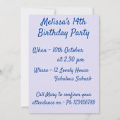 Invitation Bougie Bleu Oiseau Anniversaire Filles Rose Floral (Dos)