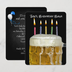 Invitation Bougie d'anniversaire dans la bière