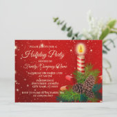 Invitation Bougie de Noël Rouge Blanc Étincelle Fête des Vaca (Debout devant)