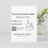 Invitation Bougie de soy entreprise ajouter q r code nom d'en (Debout devant)
