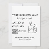 Invitation Bougie de soy entreprise ajouter q r code nom d'en (Dos)
