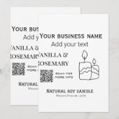 Invitation Bougie de soy entreprise ajouter q r code nom d'en (Devant / Derrière)