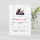 Invitation Bougie Noire Mariage Moisson d'Automne Marbre (Debout devant)