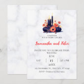 Invitation Bougie Noire Mariage Moisson d'Automne Marbre (Devant / Derrière)