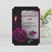Invitation Bougie Rose gothique et serrure Saint-Valentin (Debout devant)