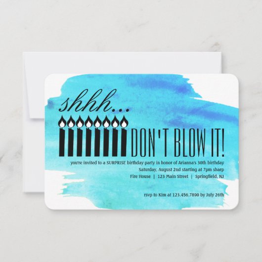 Invitation Bougie Surprise Chut... NE LE SOUFFLE PAS ! Annive (Devant)