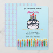 Invitation Bougies colorées d'anniversaire (Devant / Derrière)