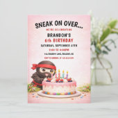 Invitation Bougies colorées gâteau d'anniversaire Ninja Migno (Debout devant)