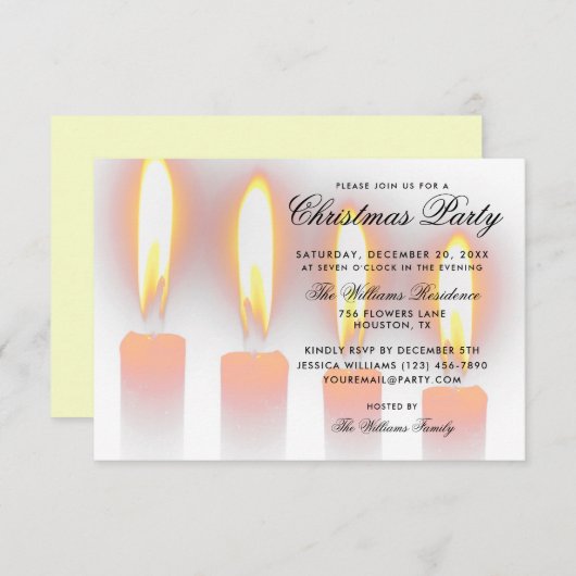 Invitation Bougies de Noël (Devant / Derrière)