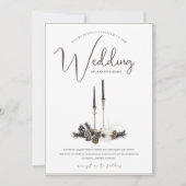 Invitation Bougies de Noël gothique noir et blanc Mariage (Devant)