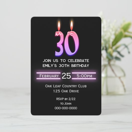 Invitation Bougies du 30e anniversaire (Debout devant)