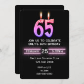 Invitation Bougies du 65e anniversaire (Devant / Derrière)
