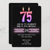Invitation Bougies du 75e anniversaire (Devant / Derrière)