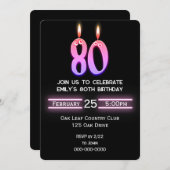 Invitation Bougies du 80e anniversaire (Devant / Derrière)