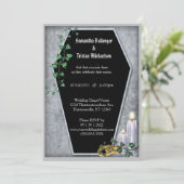 Invitation Bougies et café ivoire en forme de Mariage gothiqu (Debout devant)