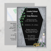 Invitation Bougies et café ivoire en forme de Mariage gothiqu (Devant / Derrière)