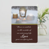 Invitation Bougies et neige d'hiver (Debout devant)