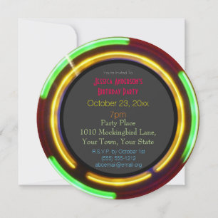 Invitation Bougies Laser Neon Anniversaire