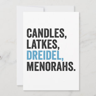 Invitation Bougies Latkes Toupie Menorahs Drôle Hanukkah Juif