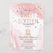 Invitation Bougies mignonnes Étoiles colorées Douce 16 (Devant / Derrière)