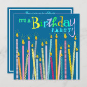 Invitation Bougies sur l'invitation de la fête d'anniversaire (Devant / Derrière)