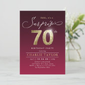 Invitation Bougogne moderne or adulte surprise 70e anniversai (Debout devant)