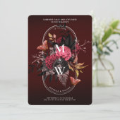 Invitation Bouho gothique Mariage Bourgogne Rose papillon (Debout devant)