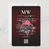 Invitation Bouho gothique Mariage Bourgogne Rose papillon (Dos)