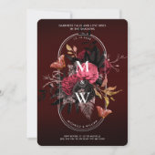 Invitation Bouho gothique Mariage Bourgogne Rose papillon (Devant)