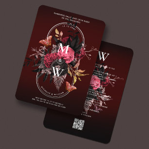 Invitation Bouho gothique Mariage Bourgogne Rose papillon