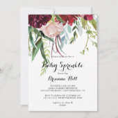 Invitation Bouho Whimsical de luxe Floral Baby Sprinkl (Devant)