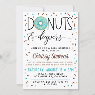 Invitation Bouillie de chocolat Donut Baby Sprinkor Shower In